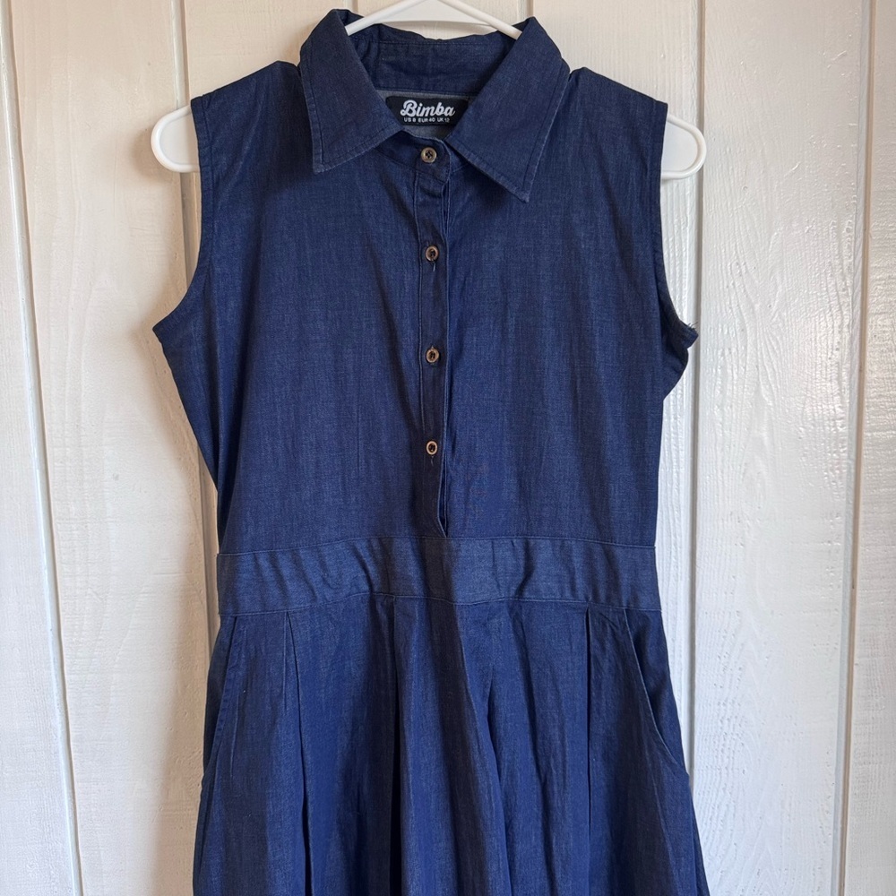 Bimba Denim Pleated Midi Dress - Picture 4 of 6